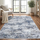 Washable Rug 6x9 Area Rugs: Abstract Washable Rugs with Non-Slip Backing, Stain Resistant Indoor Floor Carpet for Bedroom Dining Room Table Nursery Hallway Home Office Blue/Gray/Black by TinyTreasures Baby Boutique
