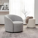 KINWELL 34" Boucle Swivel Barrel Chair with 18" Round Ottoman Set, Fully Assembled Set of Sherpa Accent Chair and Footrest, Modern Comfy Armchair and Footstool for Living Room and Bedroom, Black White by CozyNest Decor