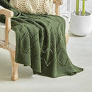Longhui bedding Chunky Cotton Knit Throw Blanket for Couch, Sofa, Bed, or Chair, Decorative Breathable Fall Cable Knit Blanket 51 x 63 Inches, Olive Green by CozyNest Decor