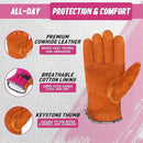 HLDD HANDLANDY Leather Work Gloves for Men & Women, Adjustable Wrist Cowhide Gardening Glove with Reinforced Palm for Driver by GreenHaven Gardens