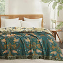 Boho Throw Blanket for Couch Sofa Bed, 100% Cotton Woven Quilt with Tassel 60”x80”, Super Soft Muslin Blanket with Bird Printed, Decorative Reversible Bed Blanket/Cover for All Seasons by CozyNest Decor