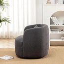 KINWELL 34" Wide Boucle Swivel Barrel Chair, No Assembly Round Upholstered Armchair Accent Chair Single Sofa Chair with Toss Pillow for Living Room and Bedroom, Dark Grey by CozyNest Decor