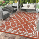 GAOMON Outdoor Rug Waterproof 8'x10', Reversible Outdoor Plastic Straw Rug, Boho Patio Rug, Indoor Outdoor Carpet, RV Mat Outside for Patio, Camp, Picnic, Balcony, Deck, Orange/White(Geometric) by CozyNest Decor