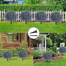 Artificial Boxwood Topiary Ball with Lavender, Set of 2 Artificial Shrub Bushes with Ground Spike, Fake Evergreen Tree for Porch, Artificial Plants for Outdoor Planters Indoor UV Resistant by CozyNest Decor