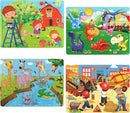 SYNARRY Puzzles for Kids Ages 4-8, 4 Pack Wooden Jigsaw Puzzles for Kids Ages 3-5 Years Old 40 Pieces, Preschool Puzzle Toy Gift for Children Boys and Girls, Farm Dinosaur Animal Construction Theme by TinyTreasures Baby Boutique