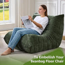 Bean Bag Chairs for Adults Giant Bean Bag Chair Memory Foam BeanBag Chair Big Bean Bag Sofa with Filler Faux Fur Fireside Beanbags Lazy Sofa for Living Room Bedroom Dorm Office (Green Chenille) by CozyNest Decor