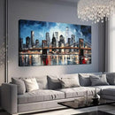 Brooklyn Bridge Wall Art for Bedroom,Modern City Large Canvas Wall Art Living Room,Blue Home Office Decor 29 x 59 Inch by CozyNest Decor