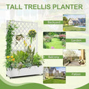 Metal Planter Trellis Box with Wheels & Drain Plug Outdoor Raised Garden Bed Patio Privacy Screen with Planter for Climbing Plants, Vegetables 73"x47"x16" White-Diamond by GreenHaven Gardens