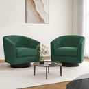 Swivel Barrel Accent Chair, Modern Round Corduroy Fabric Arm Chair for Living Room, Bedroom, Comfy Club Reading Chairs for Adults (Corduroy Dark Green, Set of 2) by CozyNest Decor
