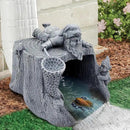 Gnome Fishing 3"x4" Gutter Downspout Splash Block Decor, Garden Outdoor Animal Resin Statue & Sculpture, Gutter Diverter Rain, Decorative Gutter Extension Downspout, Eco-Friendly by GreenHaven Gardens