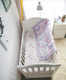 La Premura 3-Piece Purple Butterfly Baby Crib Bedding Set for Girls, Lilac Standard Size Crib Set for Baby Girl, Comforter, Fitted Sheet, and Dust Ruffle Skirt, Baby Nursery Floral Design for Girls by TinyTreasures Baby Boutique