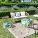 LVTXIII Outdoor/Indoor Round Inflatable Ottoman, All Weather Patio Footstool, Portable Footrest Seat for Patio Garden, Camping or Home, 21"x21"x9", Islamorada Blue Green by CozyNest Decor
