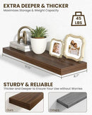 Marsmiles 31.5" Floating Shelves for Wall, Wooden Shelves with Invisible Brackets Set of 2, Rustic Farmhouse Wall Mounted Shelf for Kitchen Bathroom Living Room Study, Walnut by CozyNest Decor