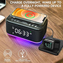 Alarm Clock Speaker Wireless Charger, Digital Alarm Clocks Bedrooms Bluetooth, Alarm Clock Dimmable Light Bedrooms Dual Alarm Snooze Dimmer 12 24H RGB Night Light Bluetooth USB AUX, Black by TinyTreasures Baby Boutique