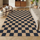Lahome Checkered Easy Jute Carpet, Washable Area Rug 6x9 Neutral Outdoor Patio Rug, Farmhouse Checkerboard Non Slip Non Shedding Floor Carpet for Dining Living Room Deck Sunroom by CozyNest Decor