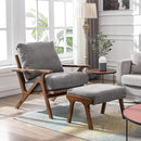 chairus Mid-Century Modern Accent Chair with Ottoman, Linen Fabric Armchair with Wood Legs Comfy Upholstered Single Sofa Chair for Living Room/Bedroom/Lounge, Grey by CozyNest Decor