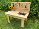 Noble Toys Mini Mud Kitchen with Functional Sink for Kids | Pretend Play Toddler Table with Running Water | Outdoor Playset Working Sink | Real Wooden Kitchens | Preschool Equipment by TinyTreasures Baby Boutique