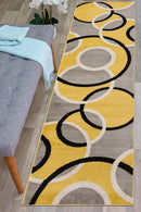 Rugshop Contemporary Abstract Circles Easy Maintenance for Home Office,Living Room,Bedroom,Kitchen Soft Runner Rug 2' x 10' Yellow by TinyTreasures Baby Boutique