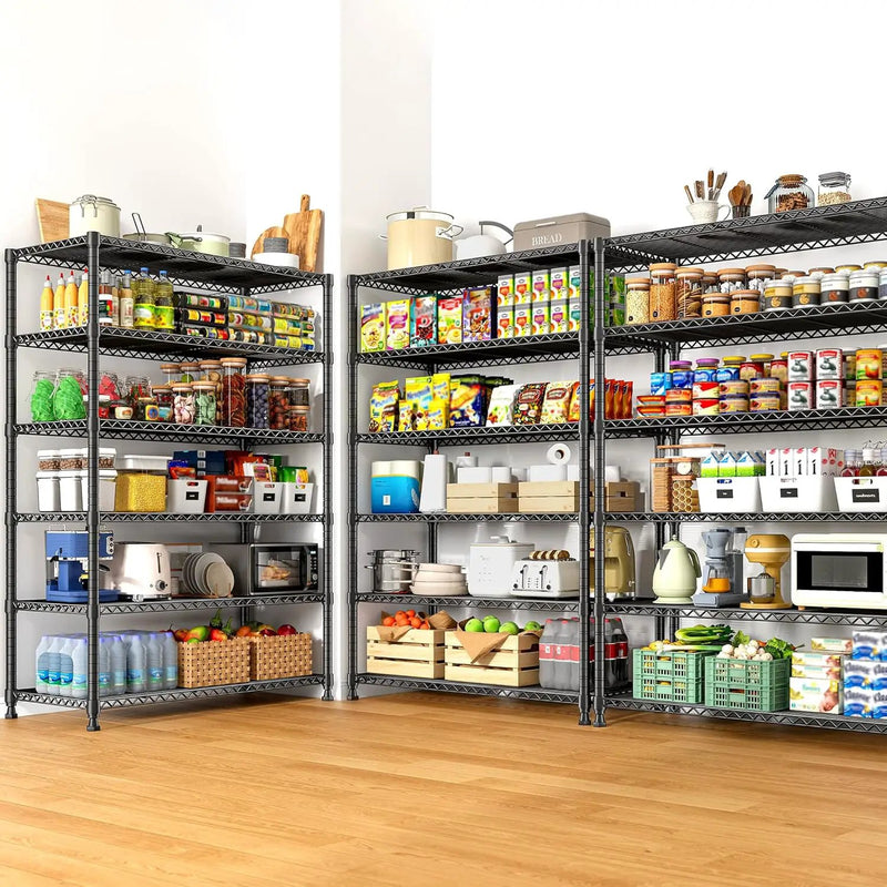 REIBII 75" H Metal Shelving 6 Tier Storage Shelf Adjustable Kitchen Shelf Wire Shelving Unit Detachable Storage Rack for Kitchen Laundry Living Room Commercial Heavy Duty Metal Shelf 75" X35" X14", photo 4 of 6
