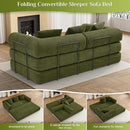 80.3" Convertible Sleeper Sofa Bed with Cylindrical Pillow, Corduroy Folding Mattress Couch with Fixed-Shape Frame, Modular Floor Sofa Lounge Couch for Living Room Bedroom Lounge, Green by CozyNest Decor
