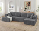 HYJT-H&K Modular Sectional Sofa Cloud Secttional Couch, 132" Comfy U Shaped Couches for Living Room, Deep Seat Memory Foam Fluffy Plush Corduroy Boneless Couch Sectionals with Chaise, Grey by CozyNest Decor