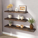 RICHFOCUS Elm Floating Shelves for Wall - 36" W x 9.3" D Rustic Solid Wood Shelves with Invisible Bracket, Wall-Mounted for Living Room, Bedroom, Kitchen Storage & Display, Set of 2, Walnut by CozyNest Decor