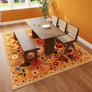 Living Room Rug 6x9 Rug Machine Washable Boho Area Rug Non Slip Floral Vintage Low Pile Large Rug for Living Room, Bedroom, Farmhouse, Dining Room, Kids Playroom(Yellow) by CozyNest Decor