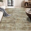 Area Rug 5x7 Living Room Rugs: Abstract Large Washable Rugs with Non-Slip Backing, Thin Carpet for Dining Room Table Bedroom Nursery Indoor Home Office-Brown by TinyTreasures Baby Boutique