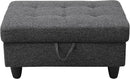 Ottoman Rectangular Storage Ottoman Bench, Flannel Footrest Stool Footstool with Lid for Living Room, Bedroom, Entryway, Black Gray, 35"x23.5"x17.5" by CozyNest Decor