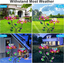55'' Solar Powered Kinetic Wind Spinner Sculpture Pink Lotus Metal Stake Spinner for Patio, Lawn and Garden Decor Weather-Resistant Outdoor Art with Dual Lotus Design by CozyNest Decor