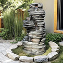 40" Outdoor Water Fountain with LED Lights - 5-Tier Cascading Rock Waterfall Fountain, Natural Rock Look, Ideal for Garden, Landscaping, Patio, Balconies and Yard Decor by GreenHaven Gardens