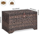 Handwoven Storage Basket with Lid, 165L Plastic Rattan Storage Bin, Leather Buckle & Metal Frame, Large Metal Ring Handles, Storage Trunk for Bedroom, Laundry Room by CozyNest Decor