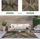 GENIMO Outdoor Rug 6' x 9' Waterproof for Patios Clearance, Reversible Outdoor Plastic Straw Camping Rug Carpet, Large Area Rugs Mats for RV, Camper, Deck, Balcony, Porch, Beach, Picnic, Black&Brown by CozyNest Decor