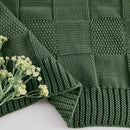 CozeCube Knit Throw Blanket,Christmas Green Checkered Bedroom Blanket for Couch,Soft Cozy Warm Knitted Blanket for Bed Sofa Living Room,Decorative Spring Fall Throw Blanket 60"X80",Christmas Green by CozyNest Decor
