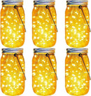 Solar Mason Jar Lights 30 Led,6 Pack Large-Size Solar Hanging Glass Jar Starry Fairy Lights,Solar Lanterns for Outdoor Patio Party Garden Decor Lights (Jars and Handles Included) by GreenHaven Gardens
