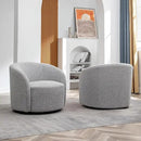 KINWELL 34" W Swivel Barrel Chair Set of 2, Mid Century Modern Round Upholstered Boucle Swivel Accent Chairs, No Assembly Sofa Chair for Living Room Bedroom Reading, Black White by CozyNest Decor