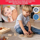 Alphabet Number Early Math Wooden Building Blocks Set - 86 Blocks in 6 Shapes with Wooden Storage Tray. Preschool Montessori Kids Toys. Stacking Learning Toys for Toddlers. Age 3 Years + by TinyTreasures Baby Boutique