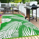 Waterproof Outdoor Rug 6x9ft, Green Leaf Reversible Plastic Straw Mat for Patio RV Deck Porch Backyard Balcony Camping Picnic Beach Indoor Outdoor Carpet, Green&White by CozyNest Decor
