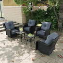6 Pieces Outdoor Patio Furniture Sets with Rocking Swivel Chairs with 6-inch Thick Cushion and Side Table for Deck Lawn by GreenHaven Gardens