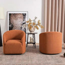 KINWELL 32" Wide Swivel Barrel Chairs Set of 2, Boucle Upholstered Swivel Accent Chairs, Mid-Century 360 Degree Swivel Chairs, No Assembly Round Armchairs for Living Room, Bedroom (Caramel) by CozyNest Decor