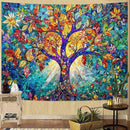Lunerfex Tree of Life Tapestry Stained Glass Tapestry Wall Decor Tapestries for Bedroom Art Tapestries Wall Hanging for Bedroom Living Room Glass-Tree-02 60"x80" by CozyNest Decor