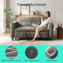 LINSY 3-in-1 Convertible Sofa Bed, 54" Pull Out Sleeper Sofa with Charging Station & Cup Holder, Small Folding Loveseat with Side Pocket for Small Space, Corduroy Couch, Gray by CozyNest Decor