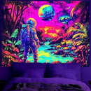 BVBOX Astronaut Space Blacklight Tapestry 79"x59", UV Reactive Astronaut Tropical Rainforest Universe Galaxy Planet Glow in Dark Tapestries, Black Light Neon Upright Poster Wall Hanging Backdrop Decor for Bedroom Living Room by CozyNest Decor