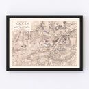 Vintage Map of the Battle of Wavre, 1815