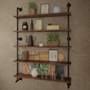 Industrial Pipe Wall Shelves Pipe Shelving with Real Wood Plank ,48 Inches Floating Shelves for Wall Farmhouse Pipe Book Shelves Dark Brown 5 Tier for Kitchen,Living Room Decor and Bar Shelving by CozyNest Decor