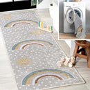JONATHAN Y Machine-Washable Gray/Ivory/Yellow Runner Rug, 2x8, Minha Rainbow Dots, Kids & Novelty, Casual, Classic, Bedroom, Kitchen, Living Room, Easy-Cleaning, Non-Shedding (KDW102A-28) by CozyNest Decor