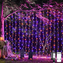 JMEXSUSS 300LED Orange and Purple Halloween Curtain Lights with Remote, 9.8x9.8ft Window Twinkle Hanging String Lights Plug in, Halloween Lights for Bedroom Wall Party Backdrop Indoor Outdoor Decor by CozyNest Decor