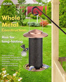 iBorn Bird Feeders for Outdoors, All Metal Mesh Tube, Holding Bird Seed for Outside Feeders,18cm Large Roof, Copper, 2.8lb(Seed is not Included) by CozyNest Decor