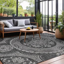 Medallion Outdoor Rug 9x12 Washable Outside Carpet for Indoor Patio Porch Waterproof Easy Cleaning Non Shedding Area Rugs Dark Gray 9 x 12 by CozyNest Decor