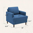 Mid-Century Accent Chair,Modern Linen Fabric Armchair for Living Room,Comfy Upholstered Reading Accent Chairs for Bedroom,Single Sofa Chair with Wood Legs (Blue, 2 Pack) by CozyNest Decor